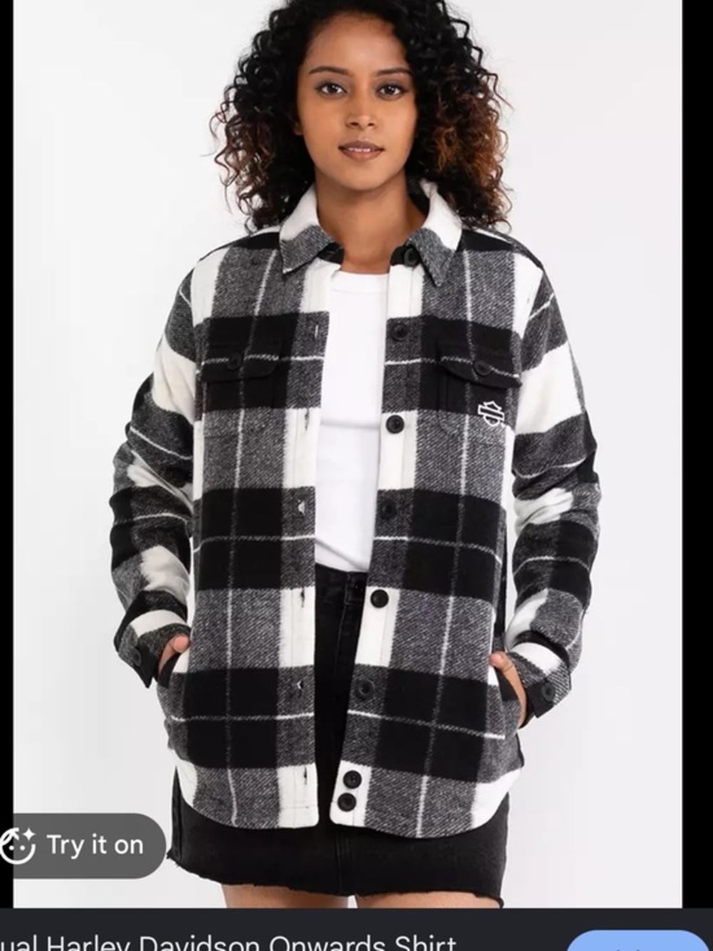 Harley-Davidson Black & White Plaid WOMEN'S ONWARDS SHIRT JACKET IXL